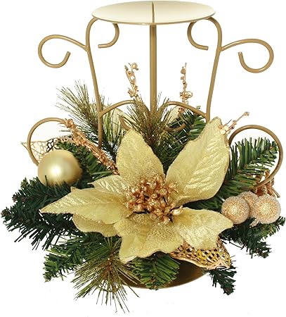 Centrotavola Natalizi Amazon.Werchristmas Centrotavola Con Supporto Portacandela Motivo Natalizio 22 Cm Colore Panna Oro Amazon It Casa E Cucina