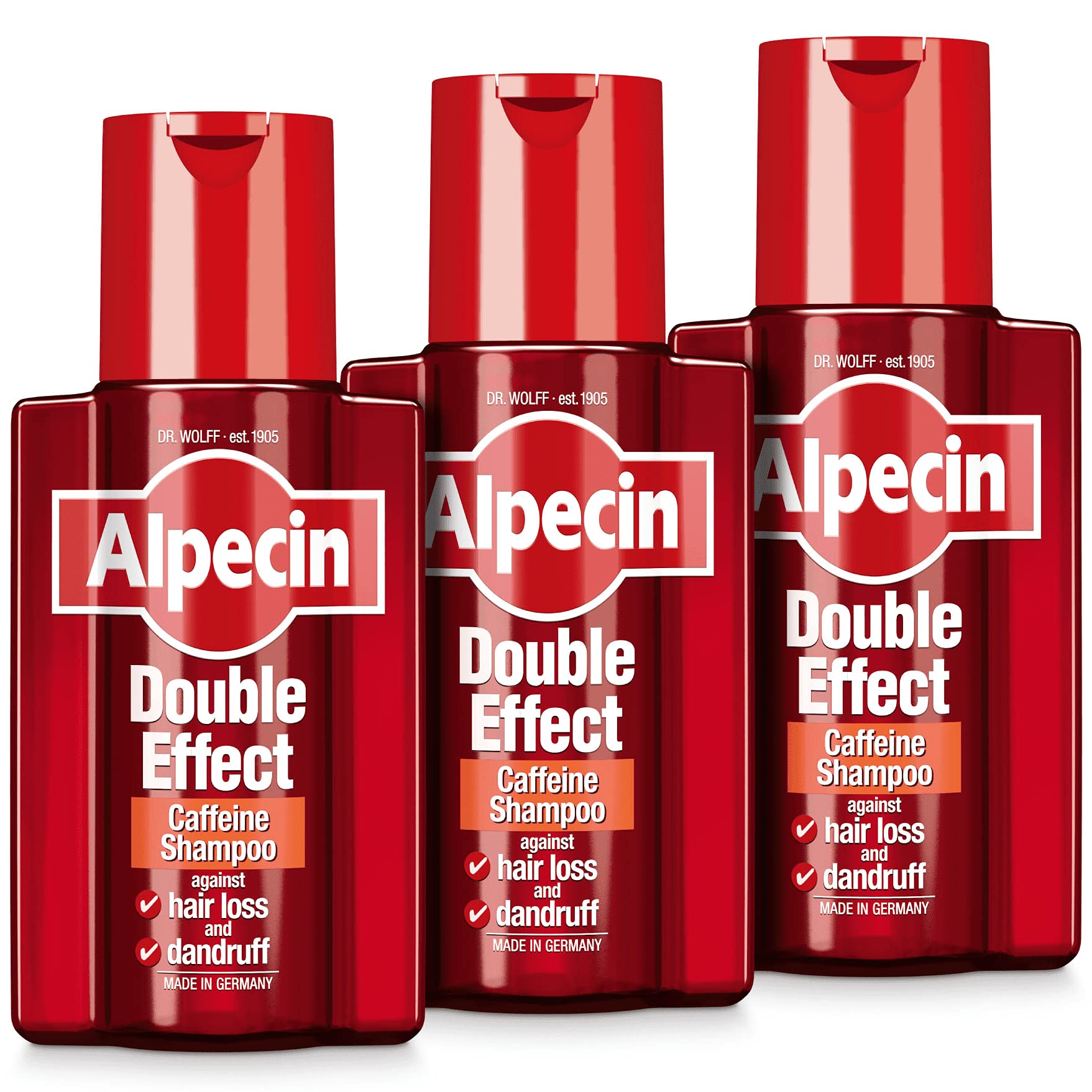Alpecin Double Effect Shampoo 3x 200ml | Anti Dandruff and Natural Hair Growth Shampoo | Energizer for Strong Hair | Hair Care for Men Made in Germany — image 1