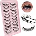 Royaomis D Curl Cat Eye lashes Wispy Russian Strip Lashes that Look Like Extensions 8D False Eyelashes Natural Look Pack 10 P