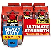 Scotch Heavy Duty Shipping Packing Tape, Clear, Packing Tape for Moving Boxes and Packaging Supplies, 1.88 in. x 22.2 yd., 6 Roll Dispensers, Moving Supplies