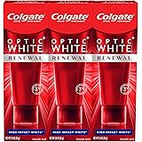Colgate Optic White Renewal Teeth Whitening Toothpaste with Fluoride, 3% Hydrogen Peroxide, High Impact White - 3 Ounce (3 Pa