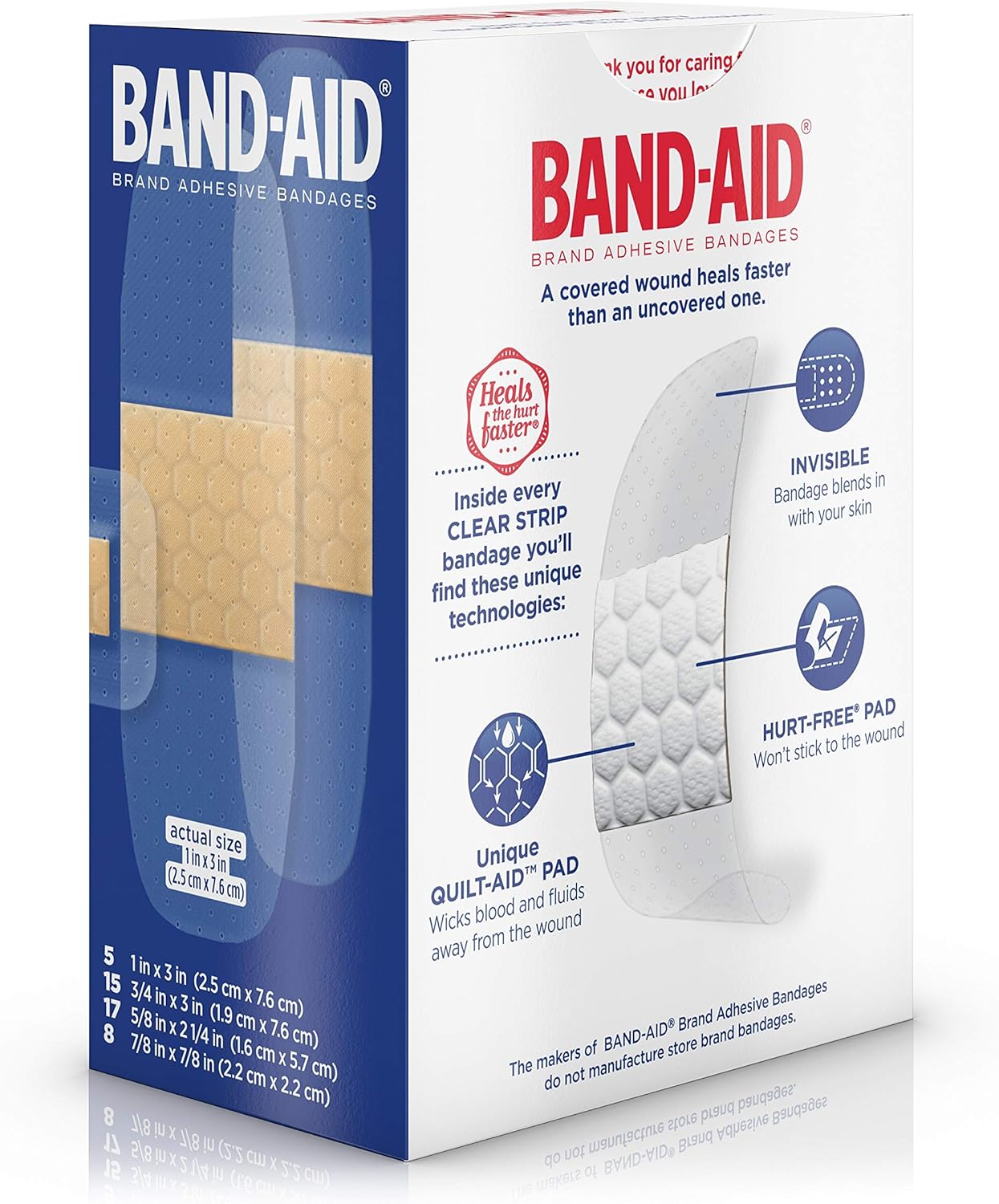 Band-Aid Brand Clear Strips Bandages, Assorted Sizes for discreet First Aid, Assorted Sizes, 45 ct: Health & Personal Care