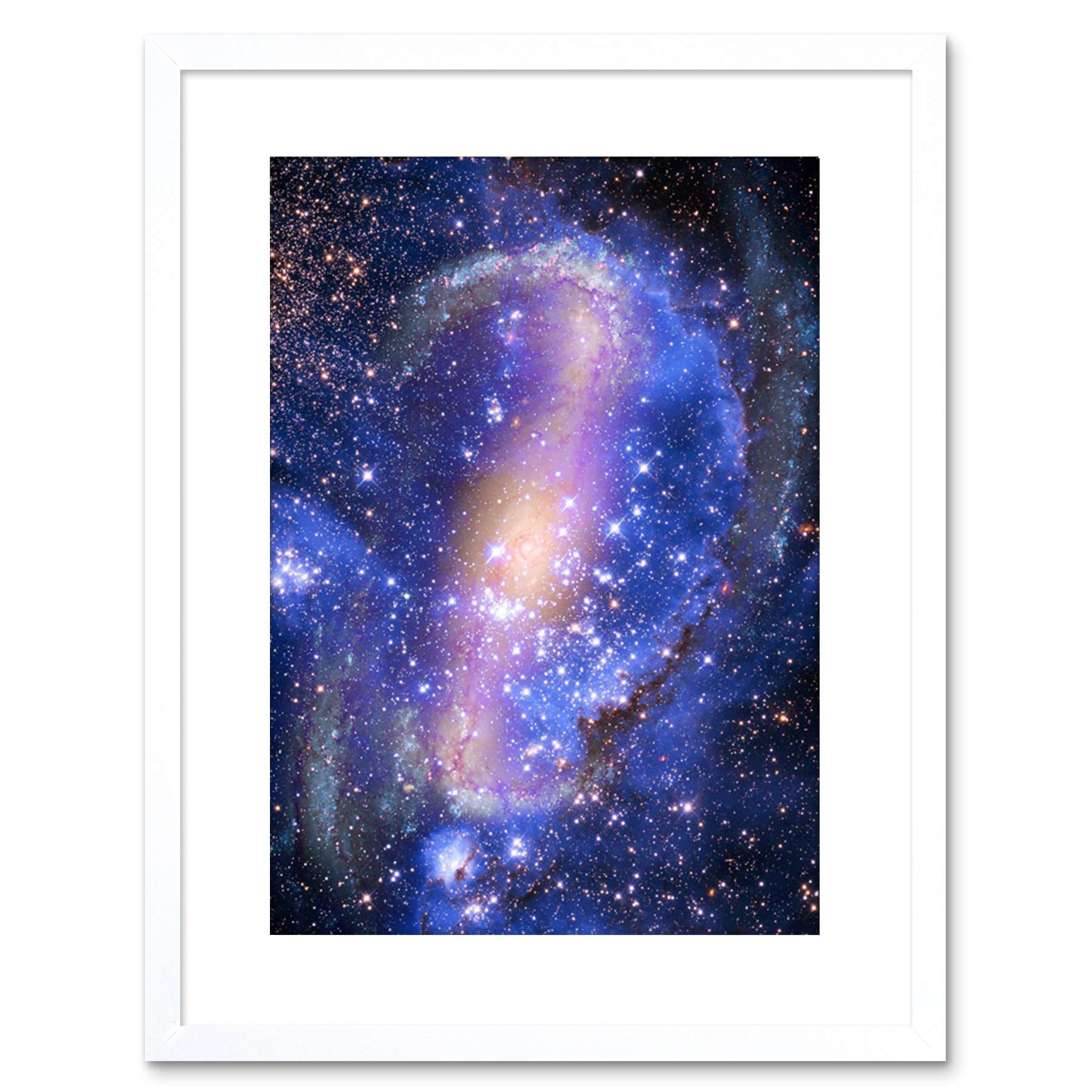 Wee Blue Coo Spiral Galaxy Nebula Stars Space Picture Photo Framed Wall Art Print โ image 1