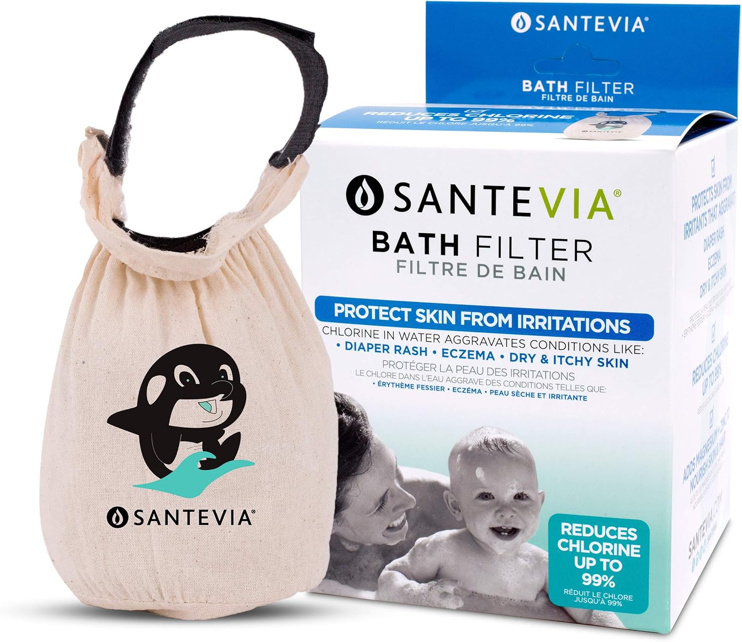 Santevia Organic Cotton Faucet Filter - Bathtub Water Purifier - For Sensitive Skin: Appliances