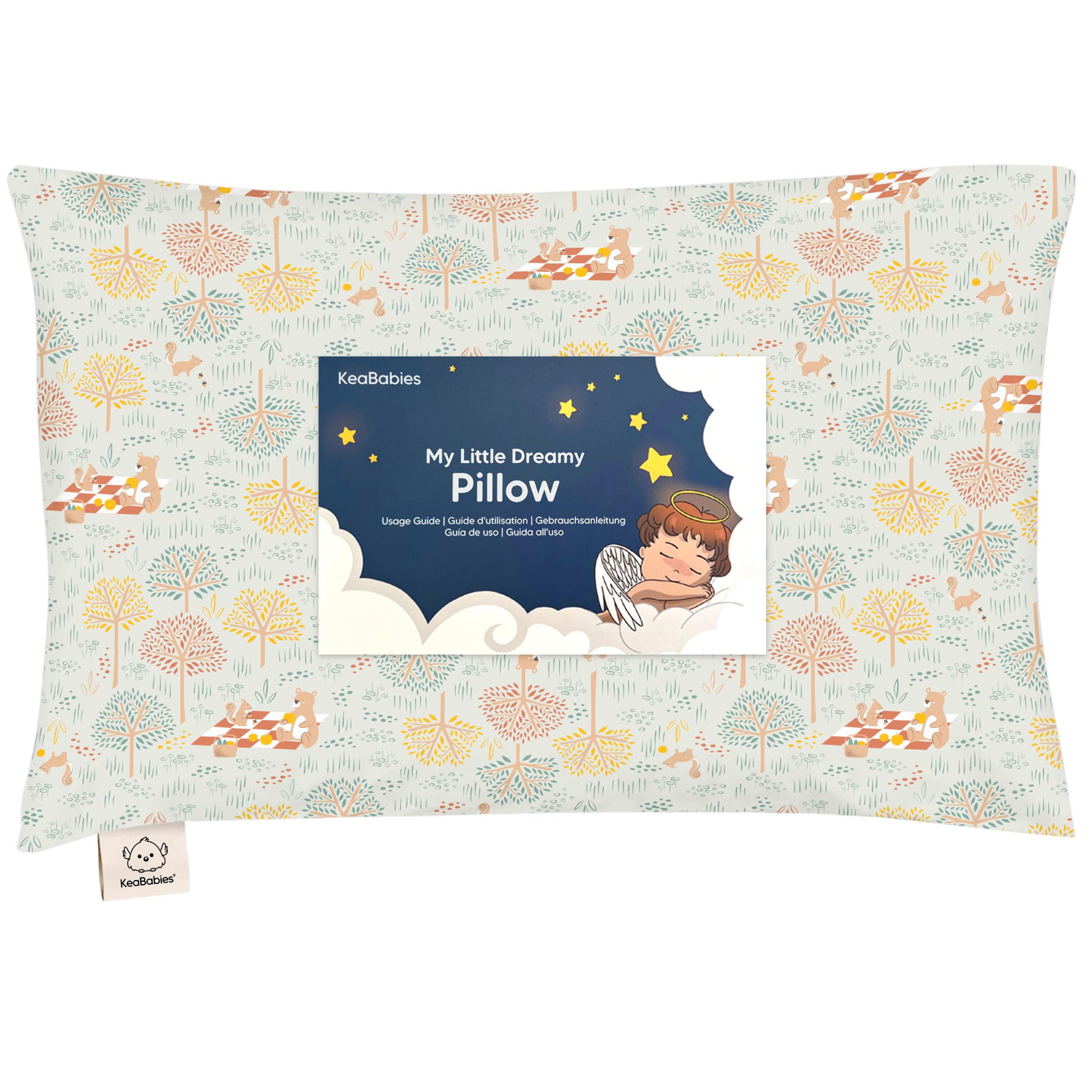 Photo 1 of Toddler Pillow with Pillowcase - 13x18 My Little Dreamy Kids Travel Bed Pillows for Sleeping, Organic Cotton Small Pillowcase, Soft & Breathable, Machine Washable, Toddlers 2-5 years old (Wild Picnic)