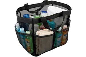 UNEEDE Upgraded Large Mesh Shower Caddy with 8 Storage Pockets, Portable Quick-Dry Shower Tote Bag with Reinforced Handles fo