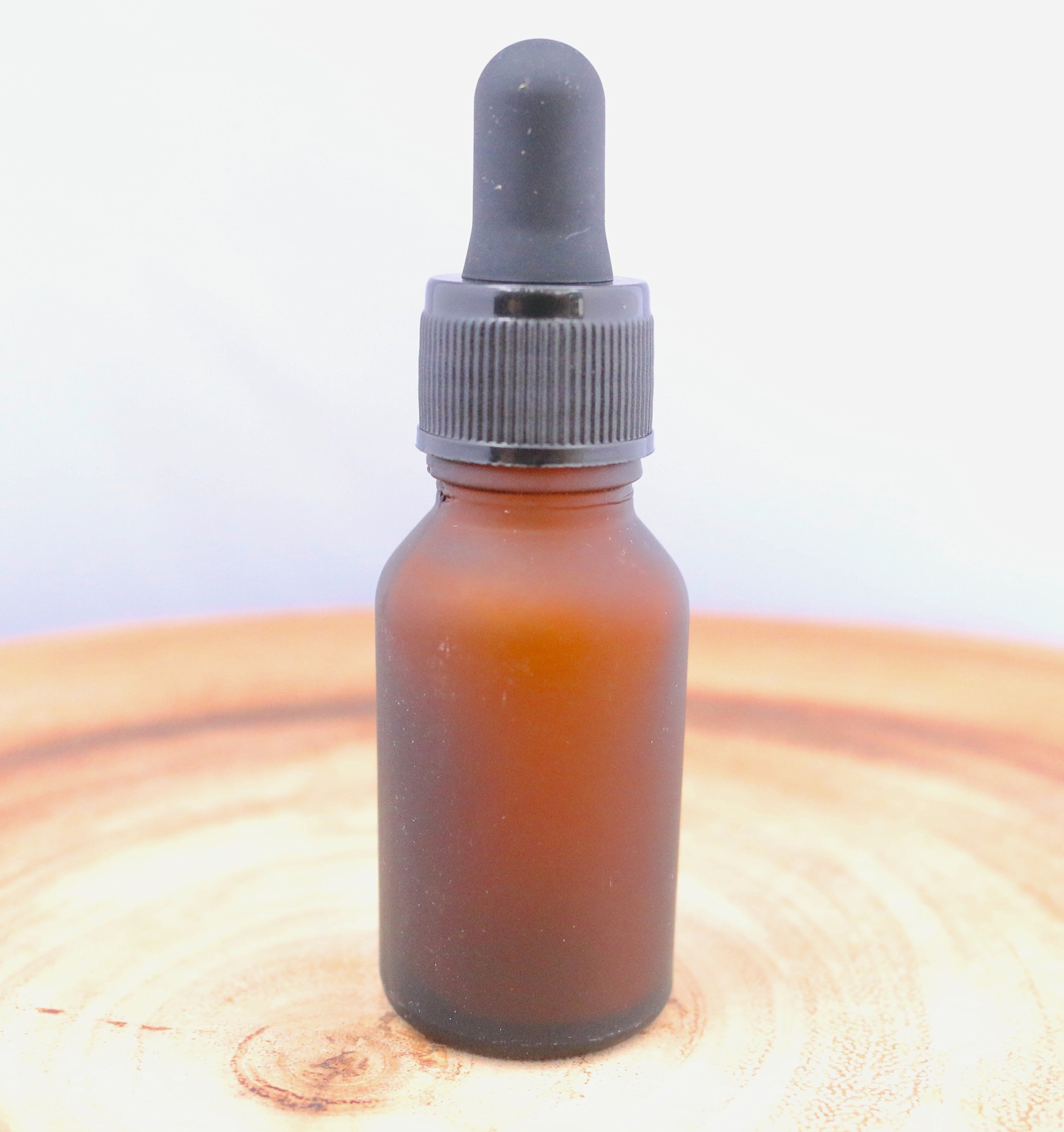 32 Pack-1/2 Oz - Boston Round Glass Bottle With Glass Eye Dropper 15 ML - For Essential Oils, Fragrances, Beauty, Kitchen, Lab… (Amber Frost)