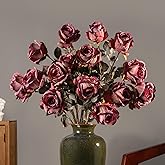 ENALGRE Artificial Flowers Autumn Artificial Roses 23.2In Fake Roses Long Stem Artificial Flowers for Tall Vase Silk Rose Suitable for Indoor Decoration Wedding Party Decor DIY Bouquet,Rose Red，20PCS