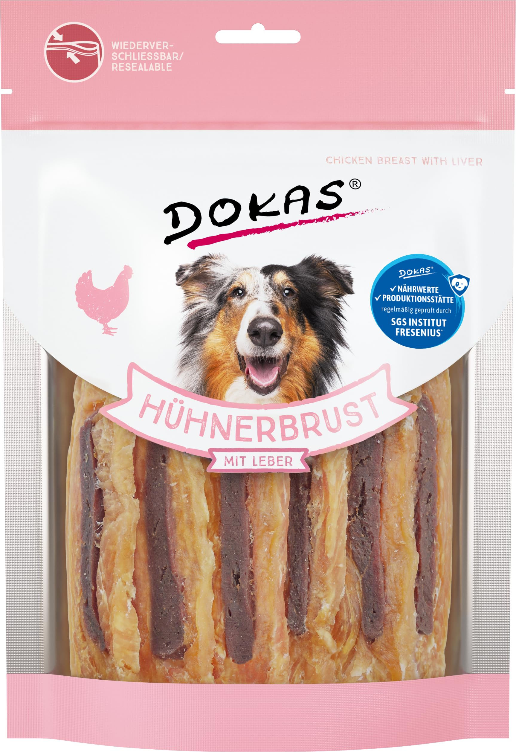 DOKAS Grain-Free Premium Snack with Chicken Breast for Dogs - Ideal for Between, Pack of 8 (8 x 220 g)