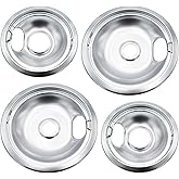 316048413 and 316048414 Chrome Stove Burner Drip Pans Replacement Compatible with Frigidaire Whirlpool Electric Range Include