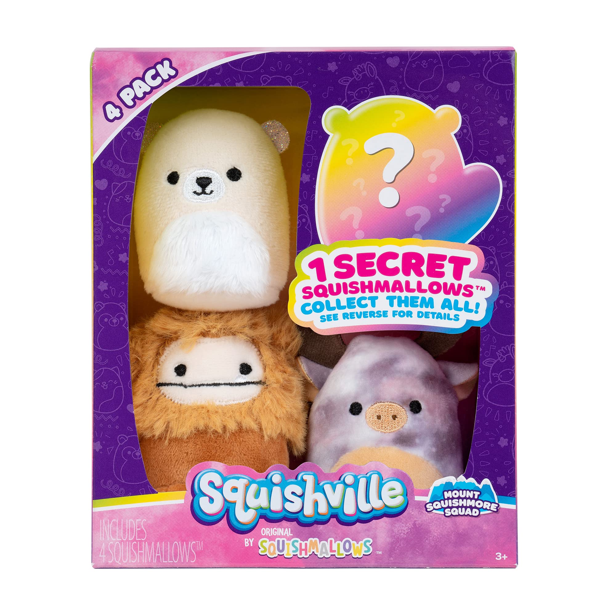Squishville by Original Squishmallows Mount Squishmore Squad Plush - Four 2-Inch Squishmallows Plush Including Benny, Thekla, and Rufus - Toys for Kids