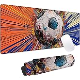 Abstract Soccer Gaming Mouse Pad, Office Desk Mat, Anti-Slip Rubber Base Cool Aesthetic Mouse Pads for Computer Laptop Keyboard School Home Desktop Gamer Home Accessories Decor 31.5" x 11.8"