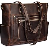 S-ZONE Women Genuine Leather Tote Bag Large Shoulder Purse Vintage Crossbody Work Handbag