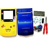Gametown Replacement Full Housing Shell Case Cover Pack with Screwdriver Buttons for Game boy Color GBC Repair Part-Yellow&Blue.