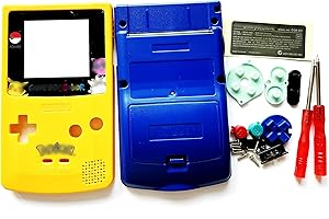 Replacement Full Housing Shell Case Cover Pack with Screwdriver Buttons for Game boy Color GBC Repair Part-Yellow&Blue.