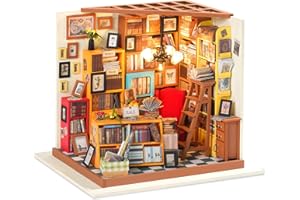 RoWood DIY Miniature Dollhouse Kit, 1:24 Scale Tiny House Building Kits - Sam's Study