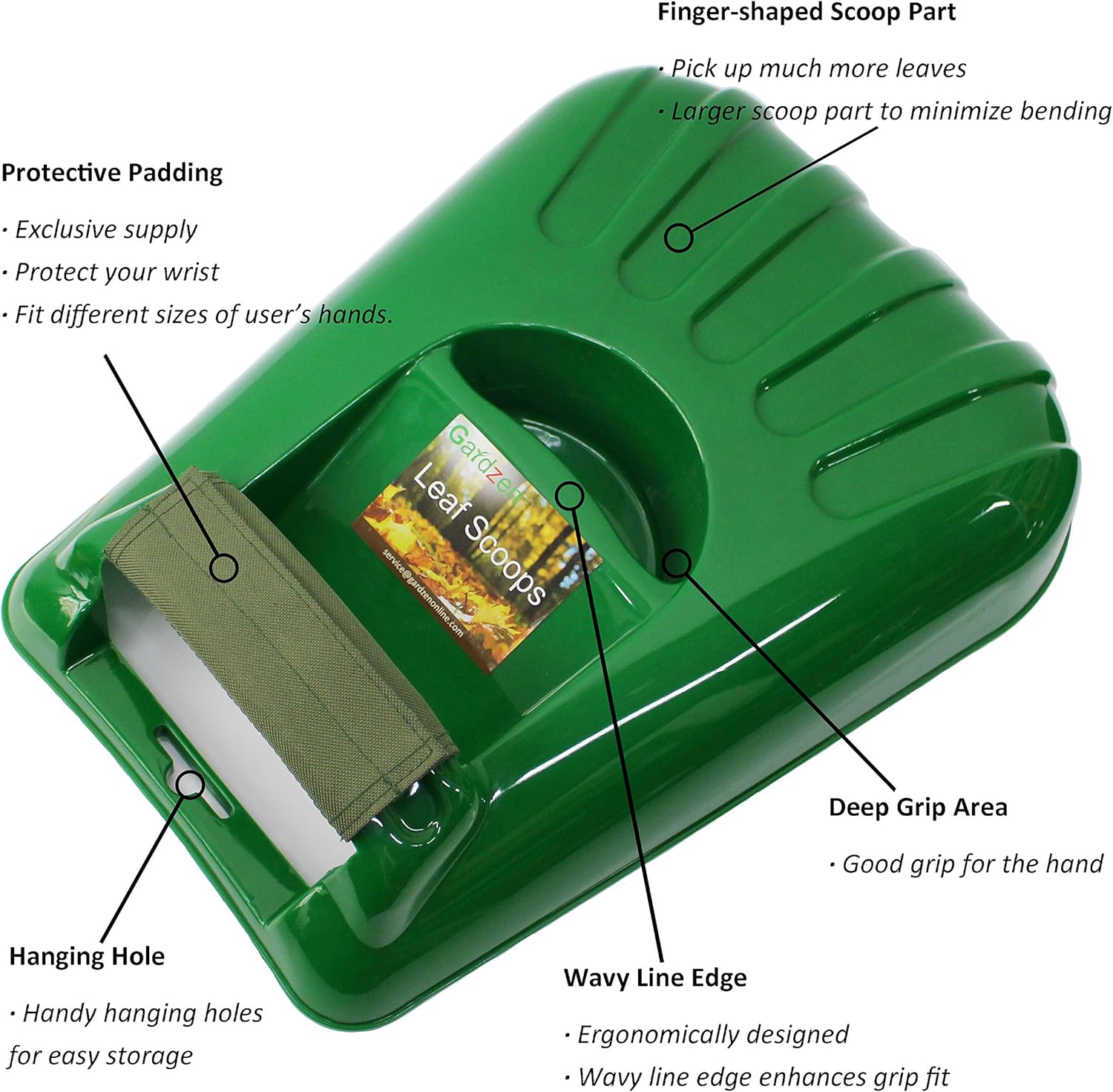 Gardzen Large Leaf Scoop Hand Rakes, Debris and Yard Waste Removal, Comes with 72 Gallon Garden Bag, Work Gloves, Protective Pads: Home Improvement