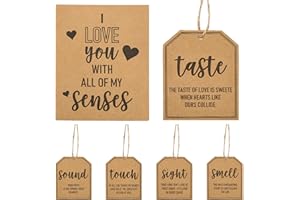 SANDOO 5 Senses Tags with 1pcs I Love You with All My Senses Tag - Love Cards for Boyfriend,Girlfriend,Husband,Wife,Five Senses Cards for Anniversary,Birthday,Valentine Gift