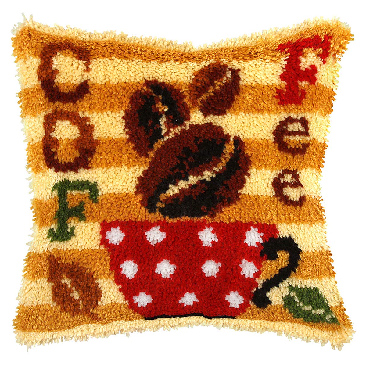 Orchidea Latch Hook Cushion Kit Coffee, Assorted, 16x16 inch