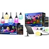 Govee Clear Bulb Outdoor String Lights 96ft Bundle Outdoor Solar String Lights 33ft