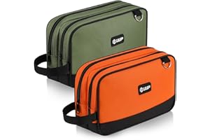 UUP 12 Inch Small Tool Bag 2 Pack, Zipper Tool Pouch Two Compartments, Utility ToolBag with Carrying Handle, Heavy Duty Tools Storage Organizer for Electrician Mechanic, Gift for Men Dad, Orange/Green
