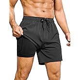 SILKWORLD Mens Swim Trunks 6" Quick Dry Bathing Suit Beach Swimming Shorts with Compression Liner and Zipper Pockets