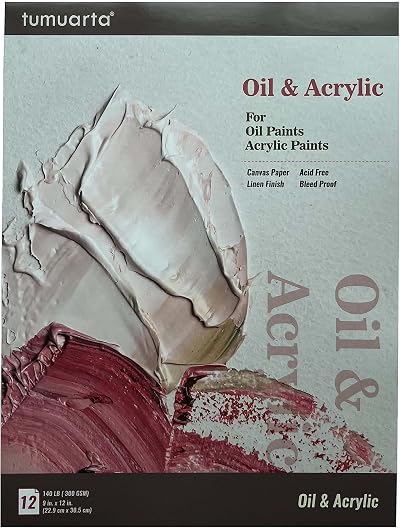 tumuarta Oil Painting Paper Pad 22.9x30.5 cm 300 GSM 12 Sheets