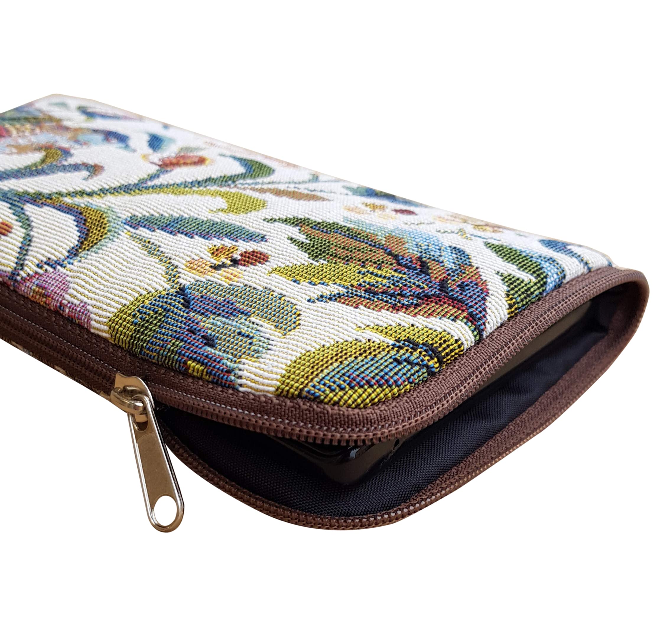 Case for iPhone 15/15 Pro, Upholstery Fabric Pouch, BIRDS and Flowers Pattern