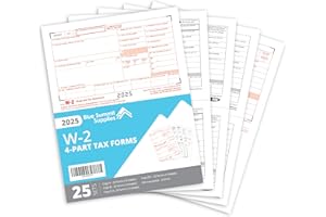 BLUE SUMMIT SUPPLIES Blue Summit W2 Forms 2025 4 Part, 25 Employee Kit of W-2 Forms 2025 Tax Forms for QuickBooks and Accounting Software, 3 W3 Forms incuded, 25 Pack