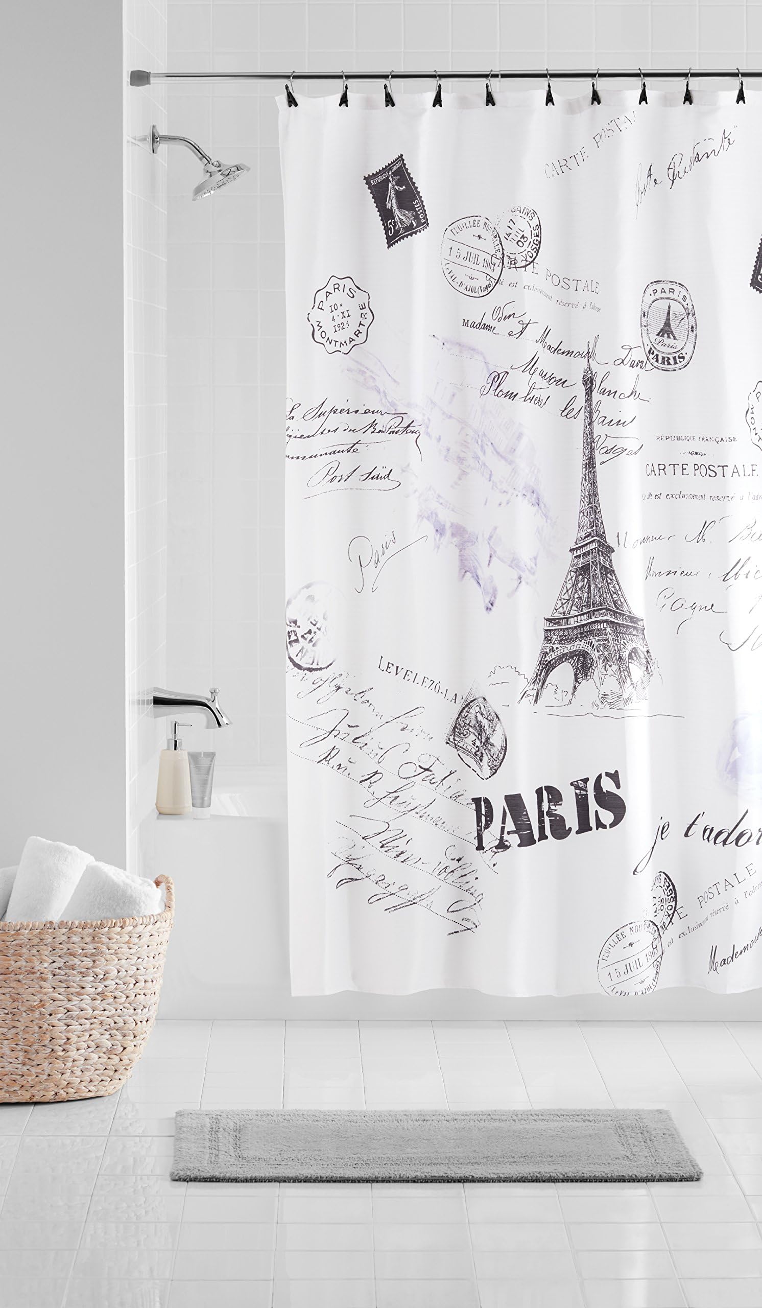 Casa Paris 13 Piece Shower Curtain Set 70 x 72 White