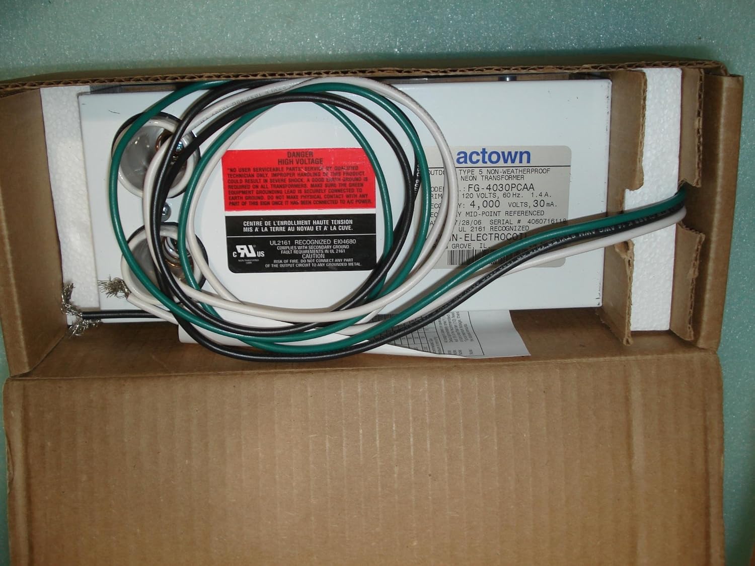 Actown FG4030PCAA Outdoor Type 5 NonWeatherproof Neon Transformer