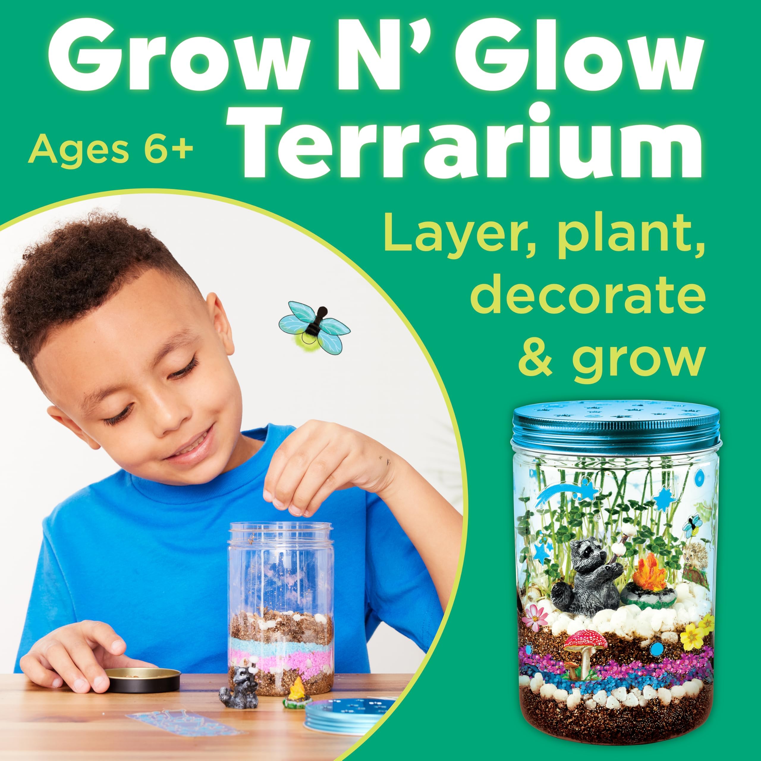 Creativity for Kids Grow 'N Glow Terrarium Kit - Educational Science Kits| Holiday Stocking Stuffers for Kids Gifts for Boys and Girls| Craft and STEM Projects (Ages 6+)