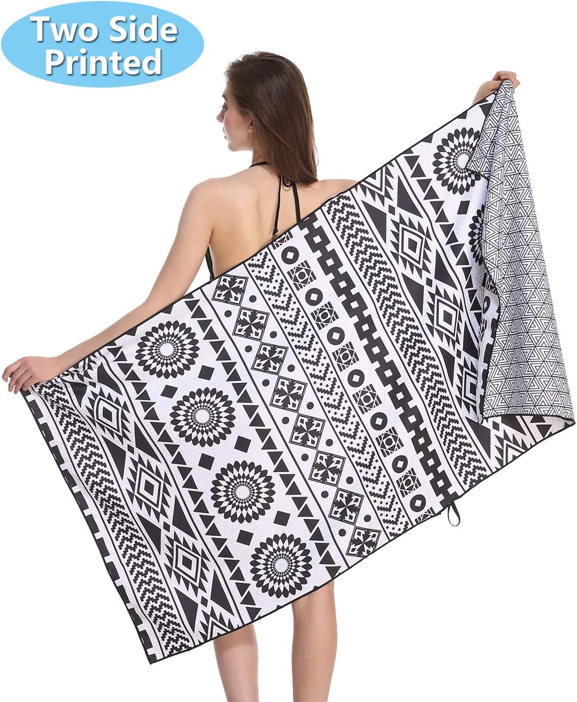 Sand Proof Microfiber Beach Towels – Quick Fast Dry Beach Towel Oversized Compact Blanket for Outdoor Travel Swim Pool Camping Sand Free Lightweight Personalized