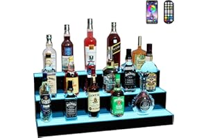 MESAILUP MESAlLUP LED Lighted Liquor Bottle Display Shelf with Remote Control, 3 Tier 30 Inch Detachable Multi Color Lighting Bar Wine Holder Bar Stander for Home, Tavern, Party & Commercial Use