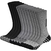 SUKBRGIR Men's Cotton Crew Work Socks - Cushioned Boot Socks for Hiking, Sports & Running | Moisture Wicking Athletic Socks
