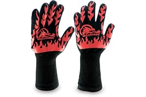 Extreme Heat Resistant Gloves - BBQ Gloves, Hot Oven Mitts, Charcoal Grill, Smoking, Barbecue Gloves for Grilling Meat Gloves, Insulated, Silicone Non-Slip Grips, U.S. Safety Tested - BBQ Dragon