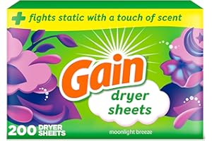 Gain dryer sheets, Moonlight Breeze Scent, Fights static with a touch of scent, laundry sheets, 200 Count
