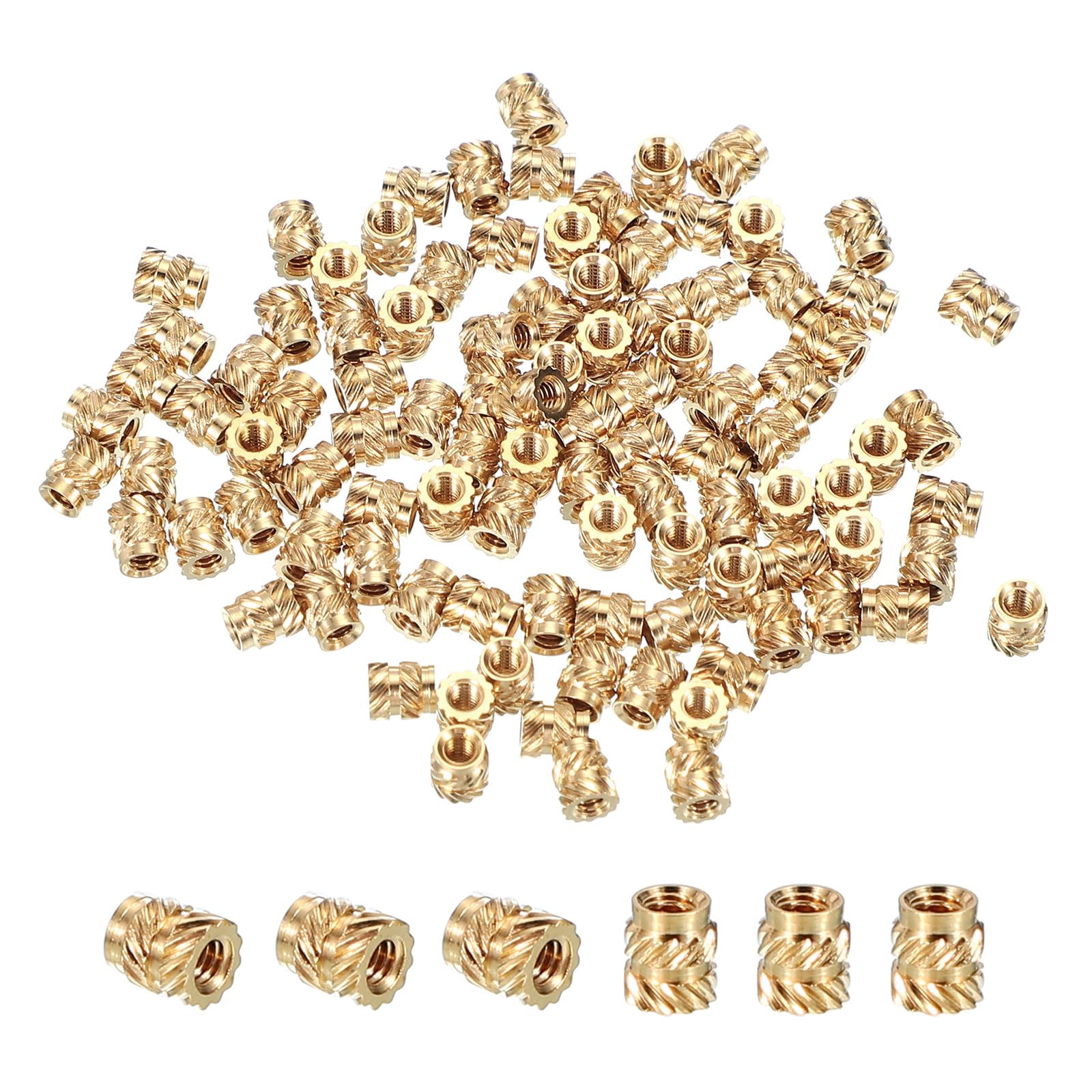 PATIKIL M2x4x3.5 mm Brass Threaded Insert, 100 Pcs Metric Knurled Nuts Heat Set Insert for Plastic 3D Printing Components — image 1
