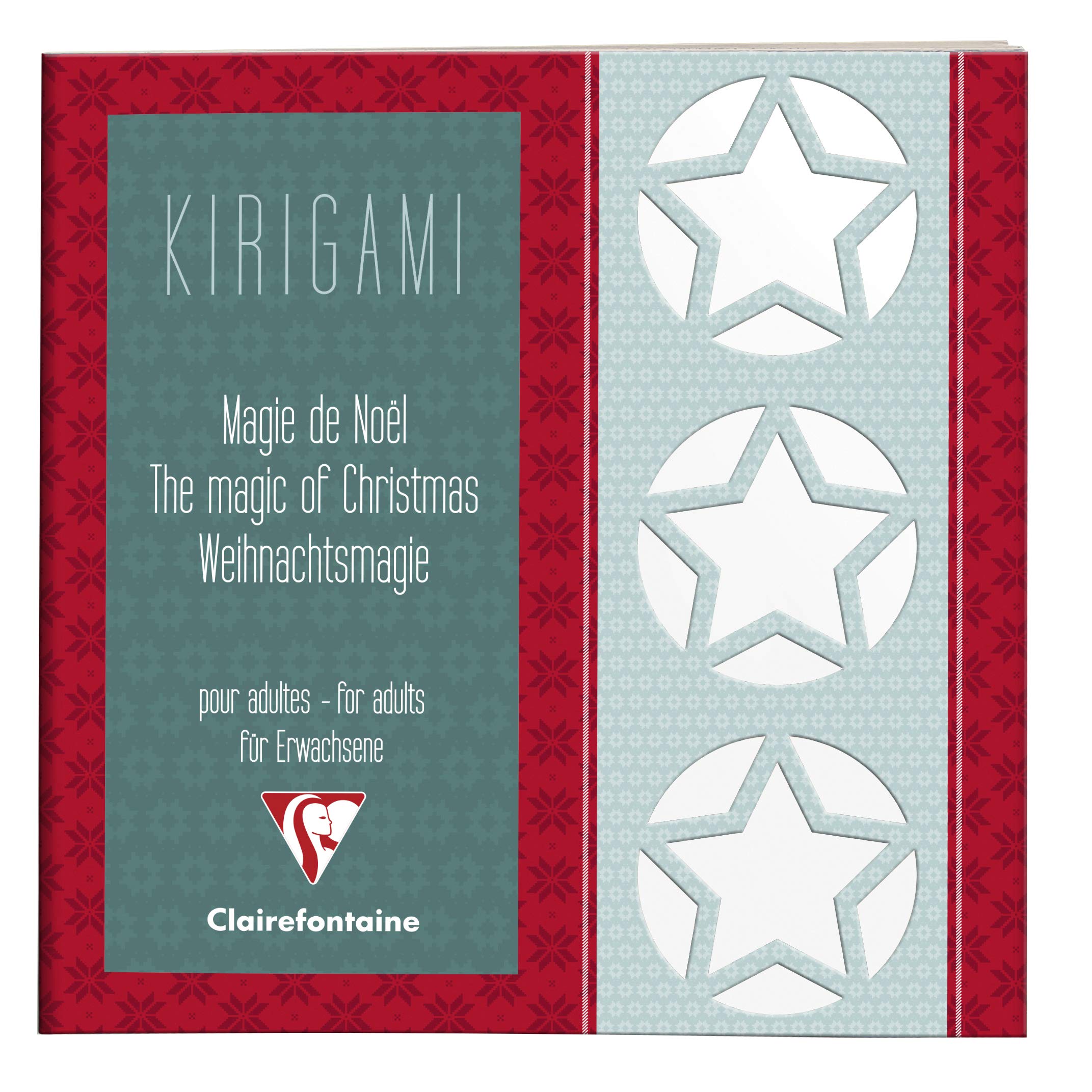 Clairefontaine 97600C - Kirigami Notebook with 52 Printed Pages 160g/m²- Format 20x20 cm - Cutting, DIY - 3D Creations - Christmas Magic Theme Creative & Fun