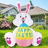 GIFTFIND 3.6FT Easter Inflatables Bunny with Egg - Brighter LED Lights, Quick Inflation Outdoor Yard Decoration, Holiday Inflatable for Patio Garden Lawn, Cute Ear Bunny Rabbit Gifts