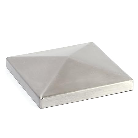 Edelstahl Pyramidenkappen, V2A/1.4301, geschliffen, Ecken verschweißt, Innenmaß 100 mm x 100 mm, Höhe 10 mm