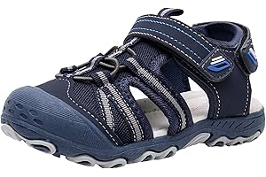 Ahannie Boys Girls Outdoor Sport Sandals,Kids Closed Toe Beach Sandals, Toddler Summer Sandals