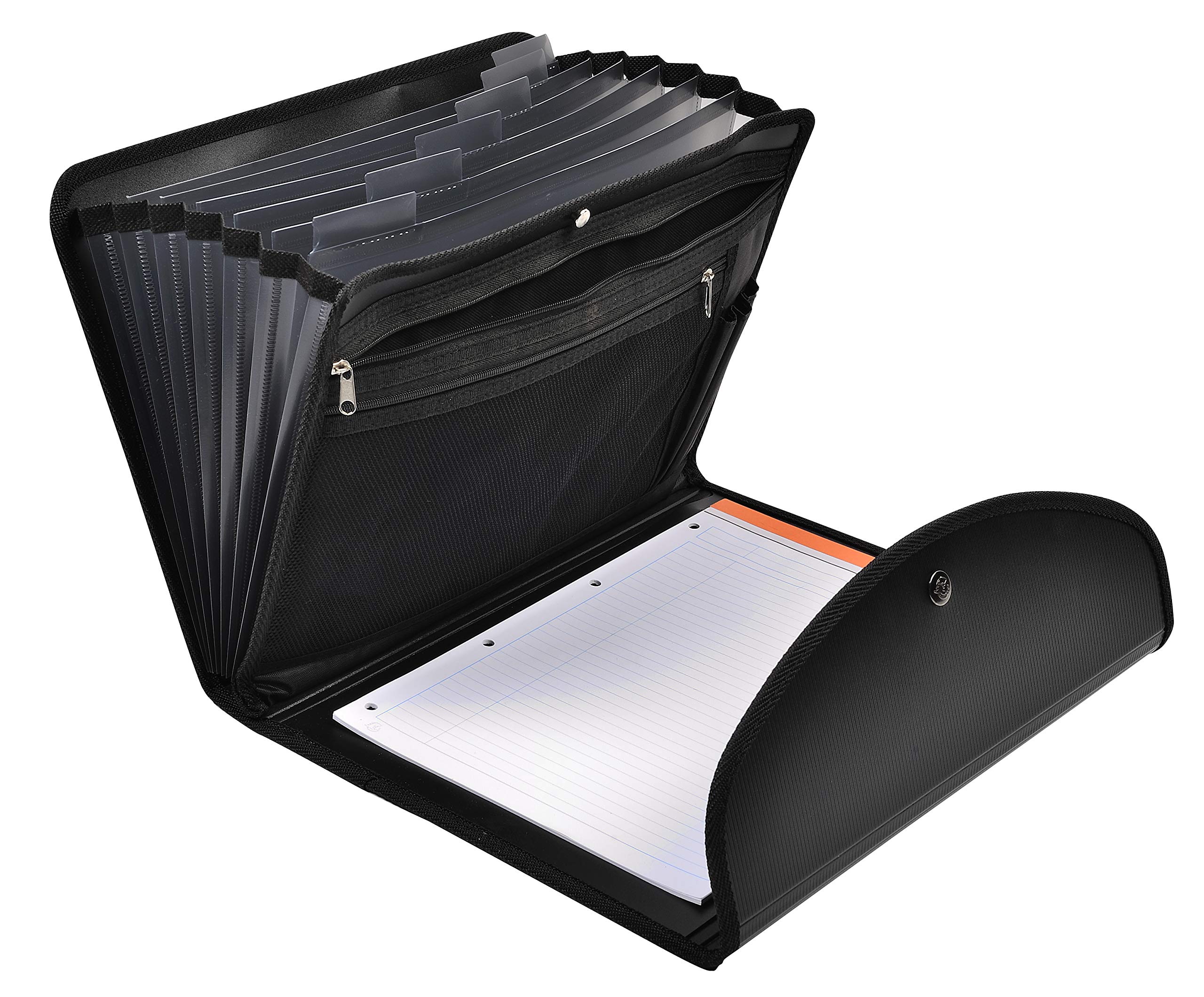 Exacompta - Ref 55834E - Exactive - Conference Folder - 25.5 x 33cm in Size, Suitable for A4 Documents, 13 Customisable Tabs, Writing Pad Supplied - Black