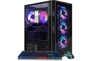 STGAubron Gaming PC Computer Desktop,AMD Ryzen 5 5500 up to 4.2GHz, Radeon RX 580 8G, 16G DDR4, 512G SSD, WiFi 6 5G & BT 5.2, RGB Fan x4, Windows 11 Home