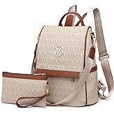 MKP Women Fashion Backpack Purse Multi Pockets Signature Anti-Theft Rucksack Travel Ladies Shoulder Bag Handbag 2Pcs
