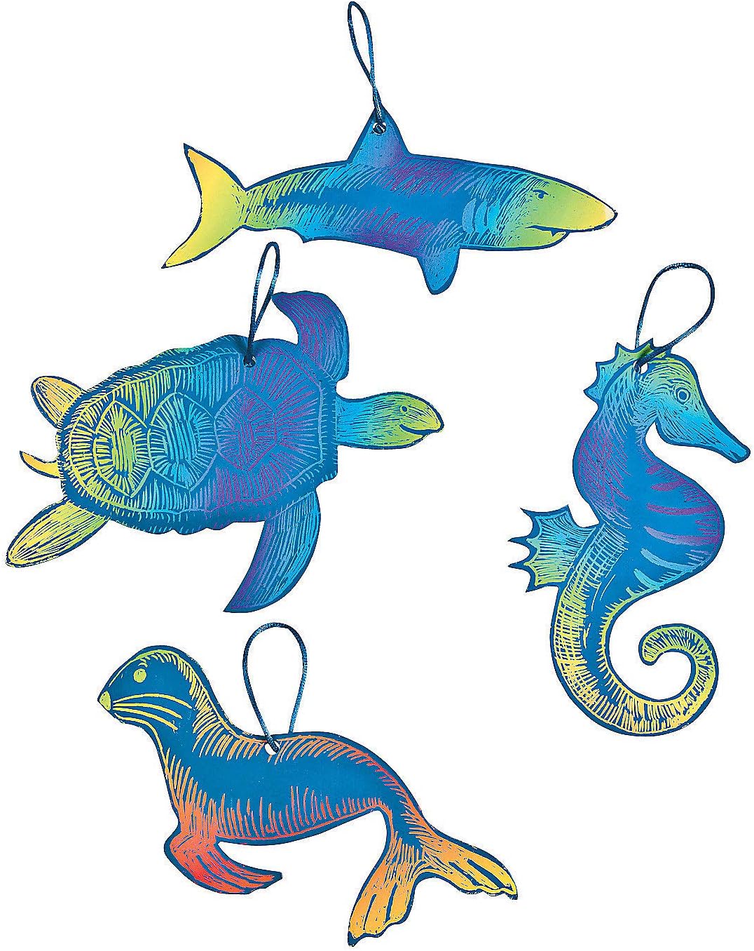 Ocean Animal Magic Scratch Ornaments - Crafts for Kids and Fun Home Activities