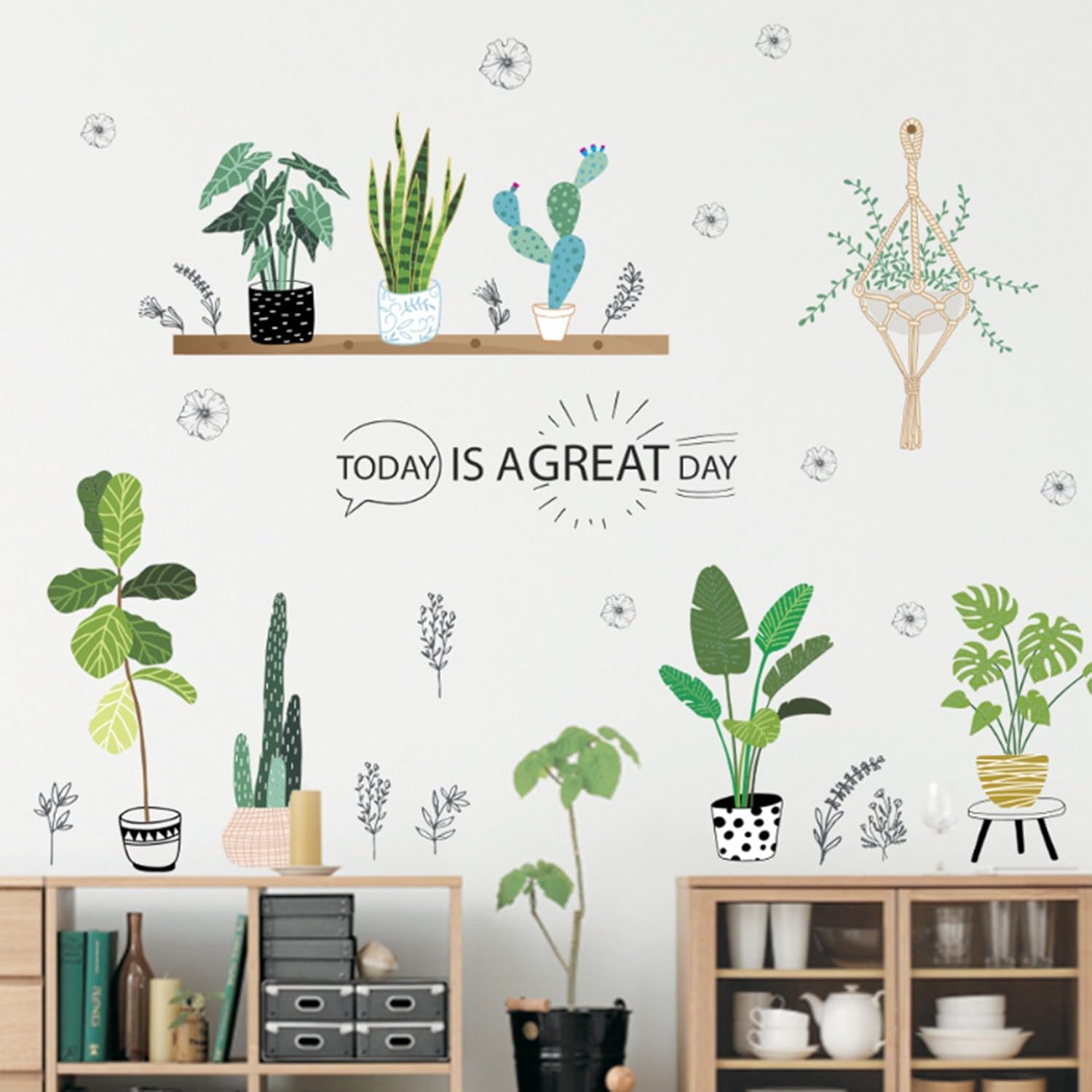 HorBous Plants Wall Stickers Art Decor Wall Decal Wall Art Sticker for Bedroom Home, Multicolor - Image 3