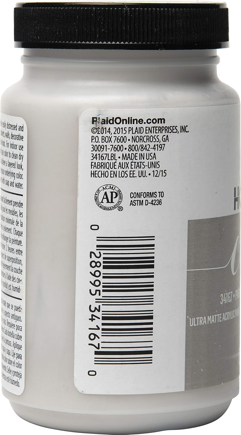 Plaid:Craft Folkart Home Decor Chalk Paint 8 Oz-Parisian Gray, Grey, 236 ml (Pack of 1) - Image 4