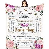 Lviliss Inspirational Gifts, Warm Hugs Healing Blanket, Get Well Gifts for Women After Surgery, Breast Cancer Gifts, Thinking of You Gifts for Women Soft Throw Blanket 60"x50"