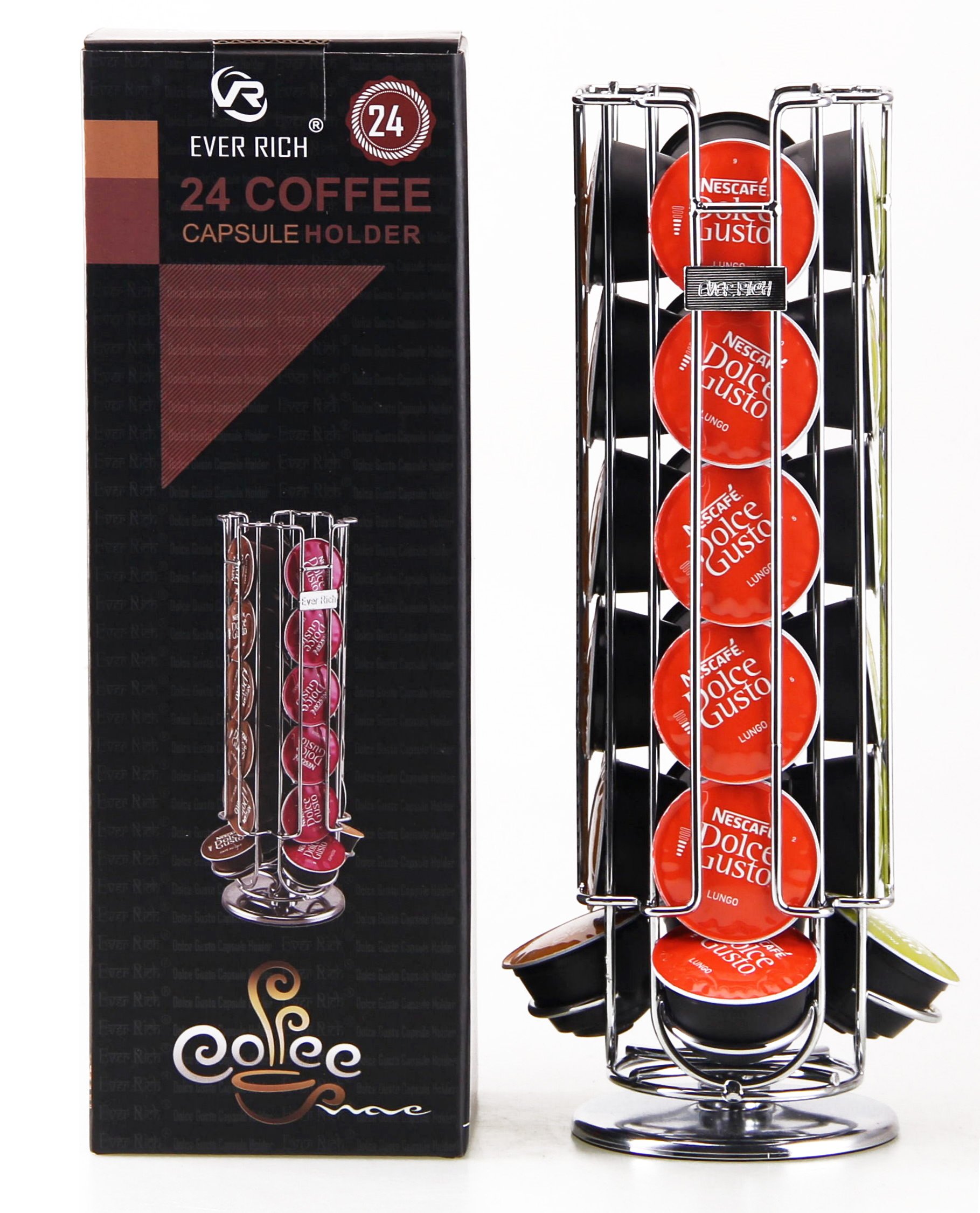EVER RICH ® COFFEE POD ROTATING HOLDER COMPATIBLE WITH DOLCE GUSTO COFFEE PODS. (24-40 CAPSULE CAPACITY) (24)